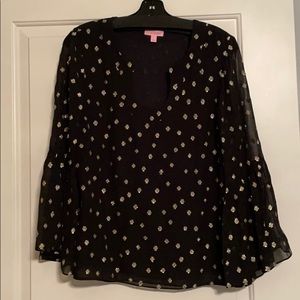 Lily Pulitzer black silk shirt